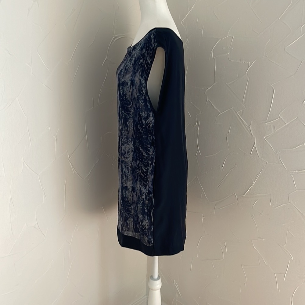 Rag And Bone Silk Navy Patterned Shift Dress - image 3
